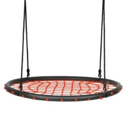 Ø100cm Spinnennetz Baumschaukel Runde Outdoor Nestschaukel für Kinder mit verstellbaren Seilen Orange