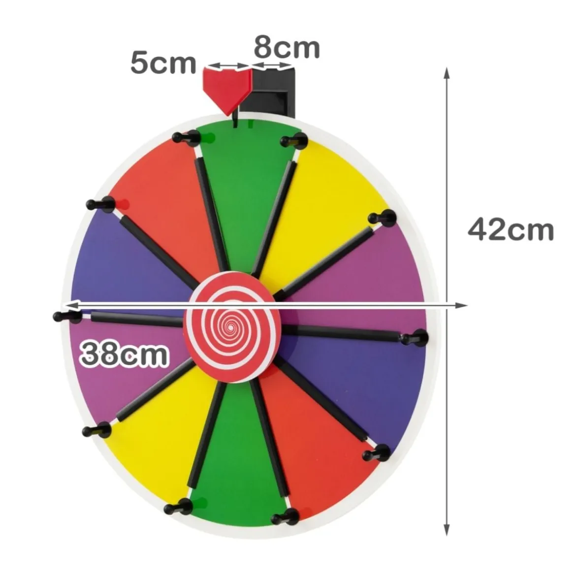 Ø38 cm Spinnrad Preisrad mit 10 Fächern Buntes Glücksrad für Party