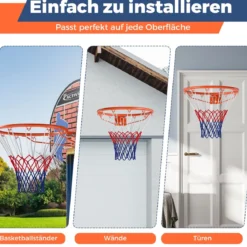 Ø45cm Standard Basketballkorb mit Netz Mini Basketball Korb für Wandmontage Orange