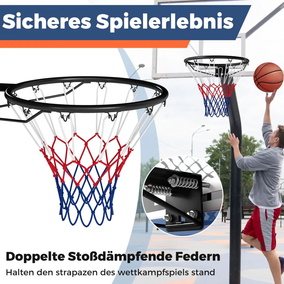 Ø45cm Standard Basketballkorb mit Netz Mini Basketball Korb für Wandmontage Schwarz