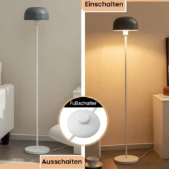 146 cm Stehlampe mit Fußschalter & E27-Glühlampensockel & Lampenschirm Stehleuchte