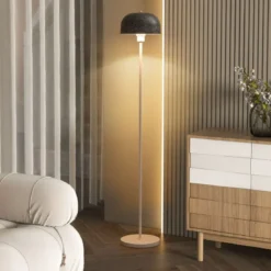 146 cm Stehlampe mit Fußschalter & E27-Glühlampensockel & Lampenschirm Stehleuchte