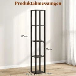 162cm Stehlampe mit Regalen & Dimmbaren LED-Lichtern & Fußschalter Standlampe Eckregal