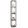163 cm Stehlampe Regal Modern Standleuchte Ablageregal mit 3-stufig dimmbaren LED-Leuchten Braun