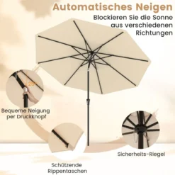 Ø303 cm Terrassenschirm mit Kurbel Beidseitig um 25° Knickbarer Gartenschirm Sonnenschirm