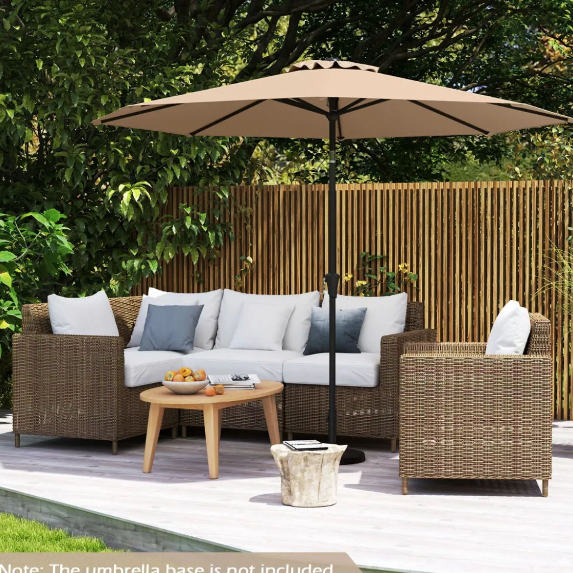 Ø303 cm Terrassenschirm mit Kurbel Beidseitig um 25° Knickbarer Gartenschirm Sonnenschirm