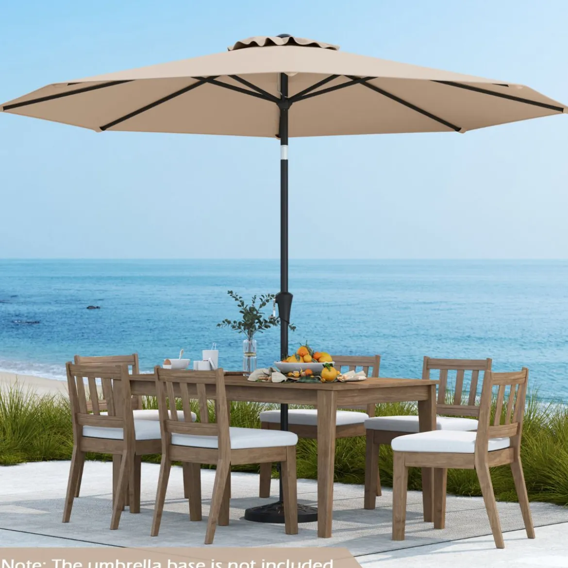 Ø303 cm Terrassenschirm mit Kurbel Beidseitig um 25° Knickbarer Gartenschirm Sonnenschirm