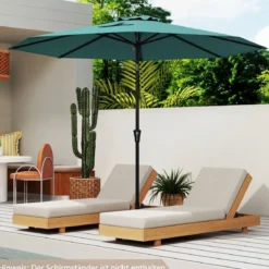 Ø303 cm Terrassenschirm mit Kurbel Beidseitig um 25° Knickbarer Gartenschirm Sonnenschirm