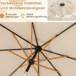 Ø303 cm Terrassenschirm mit Kurbel Beidseitig um 25° Knickbarer Gartenschirm Sonnenschirm