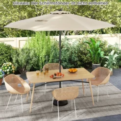 Ø303 cm Terrassenschirm mit Kurbel Beidseitig um 25° Knickbarer Gartenschirm Sonnenschirm