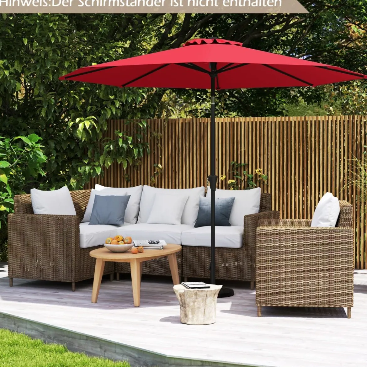 Ø303 cm Terrassenschirm mit Kurbel Beidseitig um 25° Knickbarer Gartenschirm Sonnenschirm