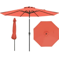 Ø303 cm Terrassenschirm mit Kurbel Beidseitig um 25° Knickbarer Gartenschirm Sonnenschirm