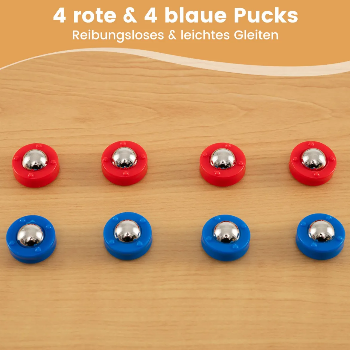 114 CM Tisch-Shuffleboard & Curling 2-in-1 Brettspiel mit 8 Scheiben tragbares Holz Mehrfarbig