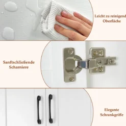 168 cm Toilettenschrank mit 2 Türen & Verstellbarem Regal Platzsparender Überbauschrank