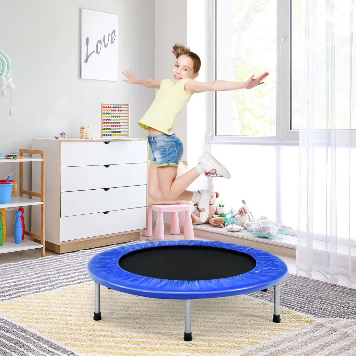 97 cm Trampolin Mini-Falttrampolin faltbar Fitness-Trampolin Blau
