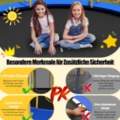 φ244 cm Trampolin mit Blumenform & Sicherheitsnetz & Gepolsterten Stangen Gelb