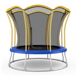φ244 cm Trampolin mit Blumenform & Sicherheitsnetz & Gepolsterten Stangen Gelb