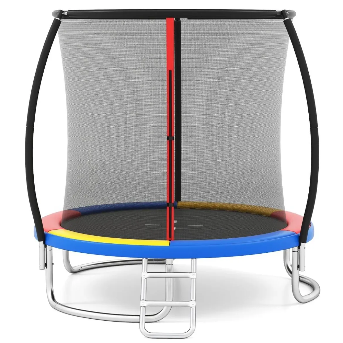 Ø244 cm Trampolin mit Leiter & Sicherheitsnetz Rund Gartentrampolin Kindertrampolin Orange