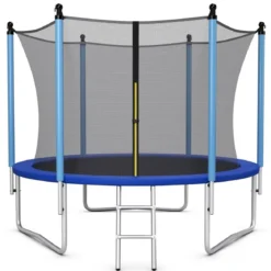 Ø 244 cm Trampolin Outdoor-Trampolin für Kinder & Erwachsene Schwarz + Blau