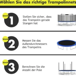 Ø 427cm Trampolin Sicherheitsnetz für Gartentrampoline Ersatznetz Außenliegend mit Reißverschluss