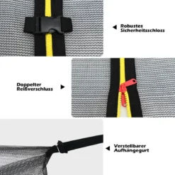 Ø427 cm Trampolin Sicherheitsnetz für Gartentrampoline Ersatznetz innenliegend Schwarz