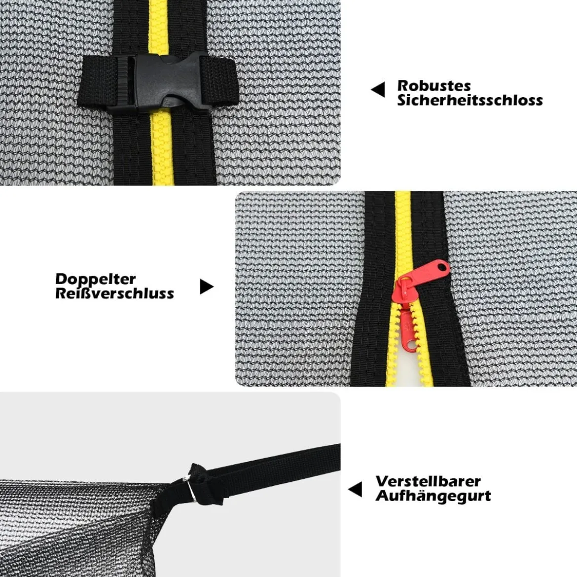 Ø427 cm Trampolin Sicherheitsnetz für Gartentrampoline Ersatznetz innenliegend Schwarz