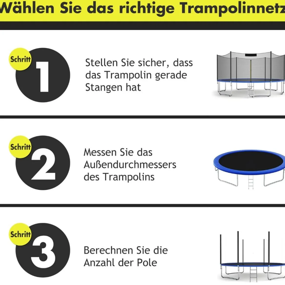 Ø 487cm Trampolin Sicherheitsnetz für Gartentrampoline Ersatznetz Außenliegend mit Reißverschluss