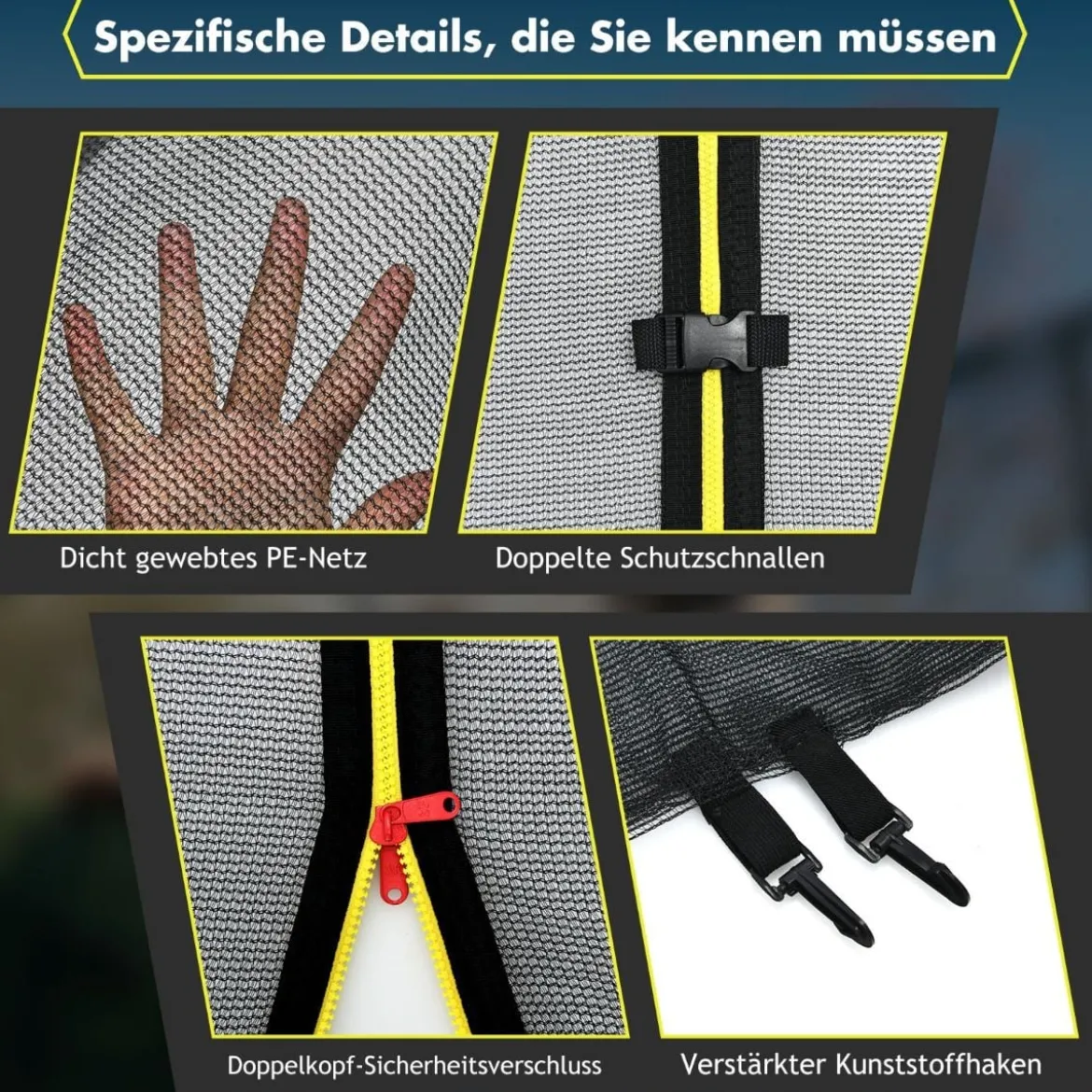 Ø 244 cm Trampolin Sicherheitsnetz für Gartentrampoline Ersatznetz Außenliegend mit Reißverschluss