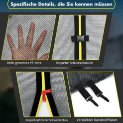 Ø 457cm Trampolin Sicherheitsnetz für Gartentrampoline Ersatznetz außenliegend Schwarz