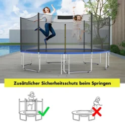 Ø 457cm Trampolin Sicherheitsnetz für Gartentrampoline Ersatznetz außenliegend Schwarz
