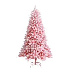 180 cm Verschneiter Künstlicher Weihnachtsbaum mit 920 Zweigen und Metallständer Rosa