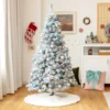 150 cm verschneiter & künstlicher Weihnachtsbaum mit LED-Lichter Tannenbaum Grün + Weiß