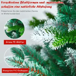 180 cm verschneiter künstlicher Weihnachtsbaum mit Schnee mit Metallständer Kunstbaum Grün + Weiß