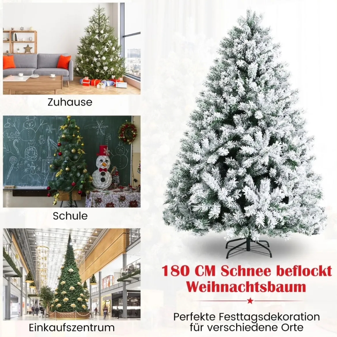 180 cm Verschneiter Weihnachtsbaum Künstlicher Kunstbaum mit Schneefall