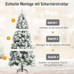 180 cm Verschneiter Weihnachtsbaum Tannenbaum aus PVC Kunstbaum mit Schneefall