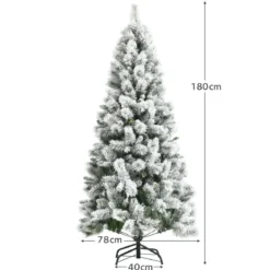 180 cm Verschneiter Weihnachtsbaum Tannenbaum aus PVC Kunstbaum mit Schneefall