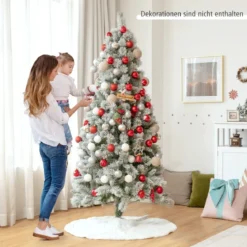 180 cm Verschneiter Weihnachtsbaum Tannenbaum aus PVC Kunstbaum mit Schneefall