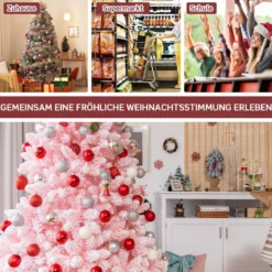 150 cm Verschneiter Weihnachtsbaum Klappbarer Künstlicher Weihnachtsbaum für Zuhause Rosa