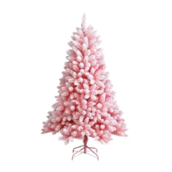 150 cm Verschneiter Weihnachtsbaum Klappbarer Künstlicher Weihnachtsbaum für Zuhause Rosa
