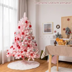 150 cm Verschneiter Weihnachtsbaum Klappbarer Künstlicher Weihnachtsbaum für Zuhause Rosa