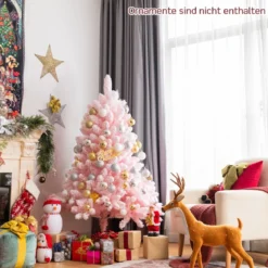 150 cm Verschneiter Weihnachtsbaum Klappbarer Künstlicher Weihnachtsbaum für Zuhause Rosa
