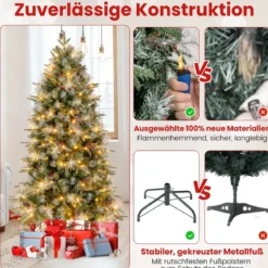 180 cm Vorgefertigter Künstlicher Weihnachtsbaum Gelenkiger Festlicher Weihnachtsbaum mit 806 PE- PVC- und PET-Zweigspitzen