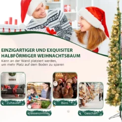 210 cm Vorgeleuchteter Halbbaum-Weihnachtsbaum Halber Künstlicher Baum