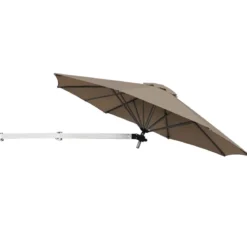 247 cm Wandschirm Terrassenschirm mit verstellbarem Mast Sonnenschirm mit Windventil Braun