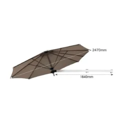 247 cm Wandschirm Terrassenschirm mit verstellbarem Mast Sonnenschirm mit Windventil Braun
