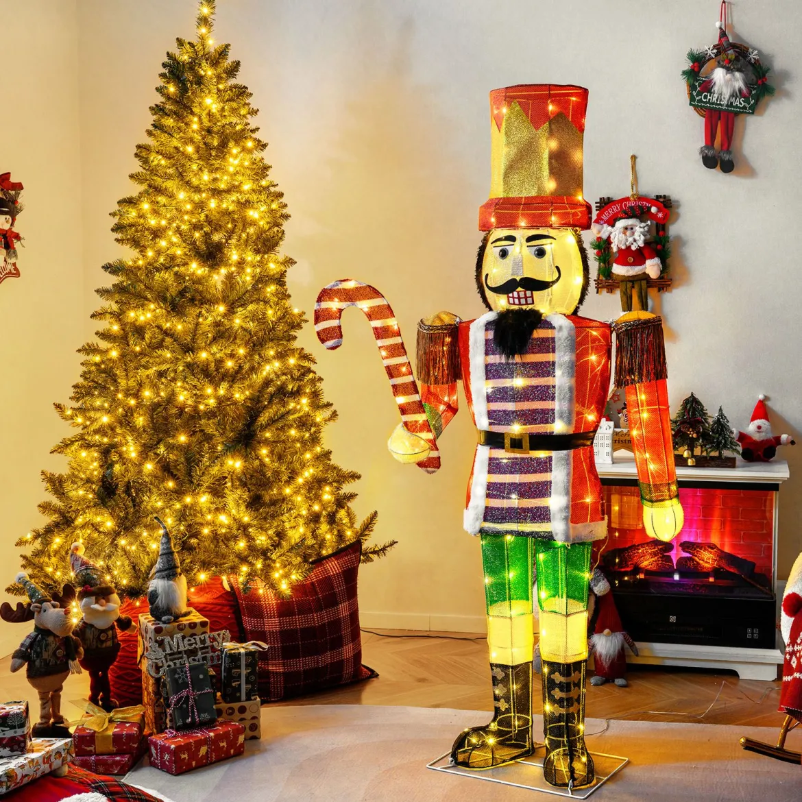 170 cm Weihnachten Nussknacker Figur mit Zuckerstange Weihnachtsfigur Soldat