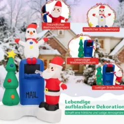 185 cm Weihnachtsaufblasbare Beleuchtete Briefkasten Weihnachtsmann Bunt