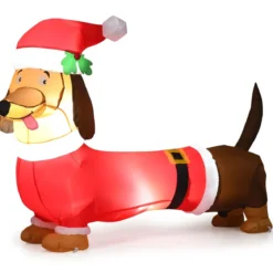 160 cm Weihnachts-aufblasbarer Hund selbstaufblasender Weihnachts-Hund mit integrierten Leuchtmitteln Polyestergewebe