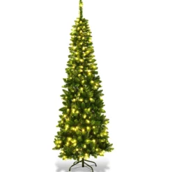 225 cm Weihnachtsbaum Hochwertige PVC Nadeln Bleistift-Förmiger Weihnachtsbaum Grün