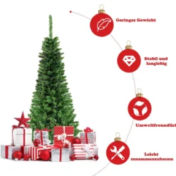 225 cm Weihnachtsbaum Hochwertige PVC Nadeln Bleistift-Förmiger Weihnachtsbaum Grün